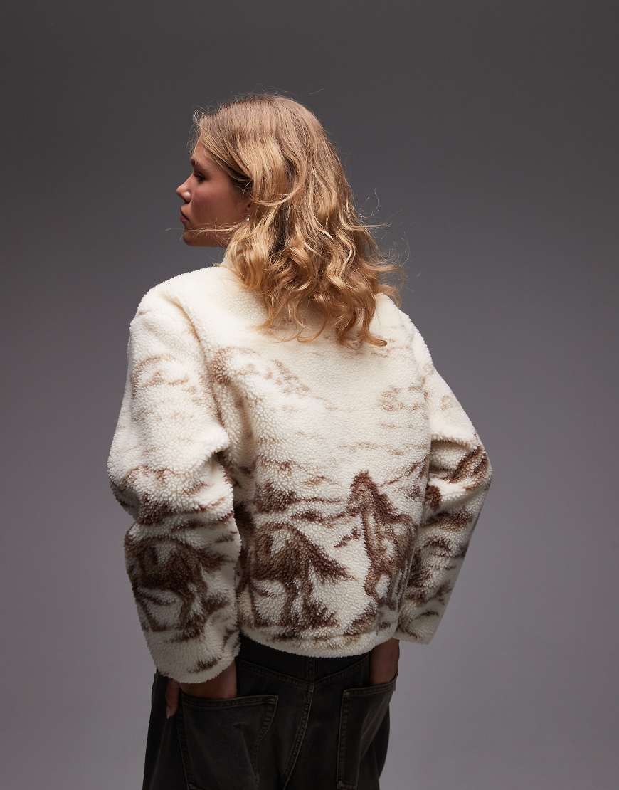 Levi's - Kasey - Fleece-Pullover in Weiß mit Western-Print von Levi's