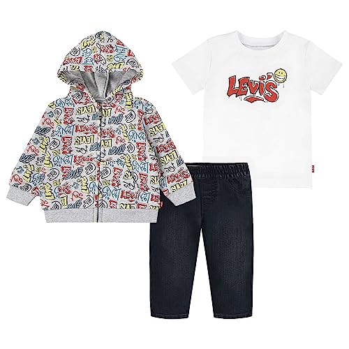 Levi's Kids Graffiti tag denim set Baby Jungen LIGHT GRAYHEATHER 9 Monate von Levi's