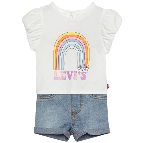 Levi's Kids Lvg top and splatter shortall Baby - Mädchen 3 Jahre White Alyssum von Levi's