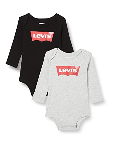 Levi's Kids Lhn ls 2pk batwing bodysuit set Unisex Gris 0-6 Monate von Levi's