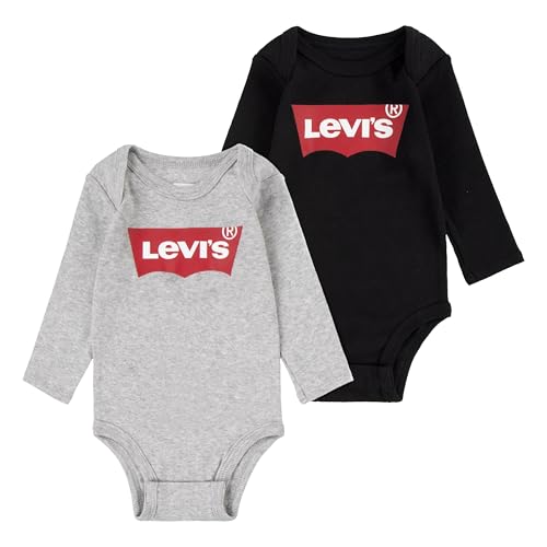 Levi's Kids Lhn ls 2pk batwing bodysuit set Unisex Gris 6-12 Monate von Levi's