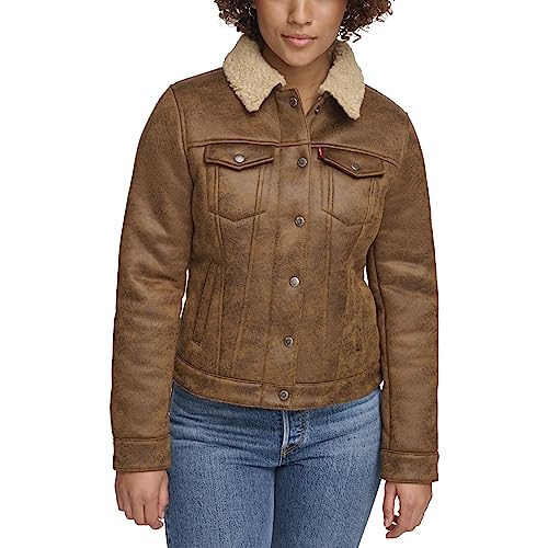 Levi's Klassische Trucker-Jacke mit Sherpa-Futter für Damen (Standard- und Übergrößen), Braunes Kunstfell, M von Levi's