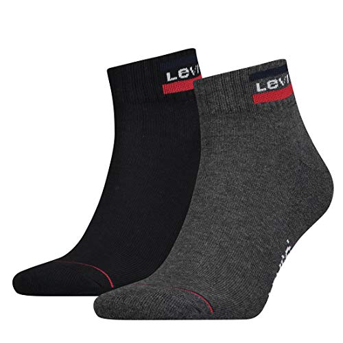 Levi's Unisex Quarter Socks, Grey / Black, 39/42 von Levi's