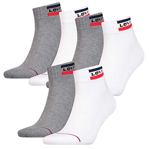 LEVIS Unisex-Adult Levi's Sportswear Logo Mid Cut Multipack 6 Pack Casual Sock, White/Grey, 39/42 von Levi's