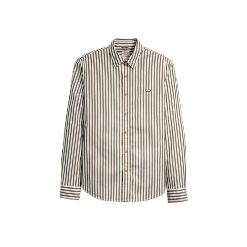 Levi's LS BATTERY HM SHIRT SLIM GREENS Herren, Dean Stripe Burnt Olive, XL von Levi's