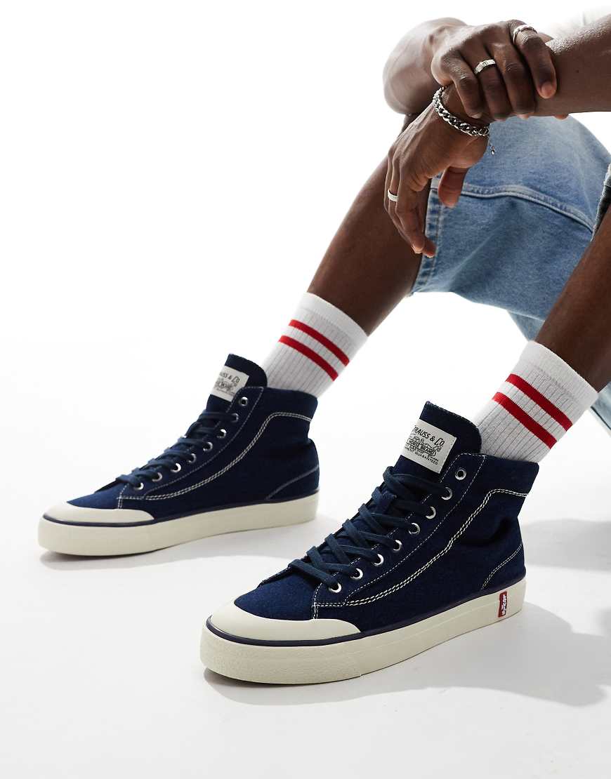 Levi's - LS2 - Knöchelhohe Jeans-Sneaker in Blau mit rotem Logo-Etikett-Marineblau von Levi's