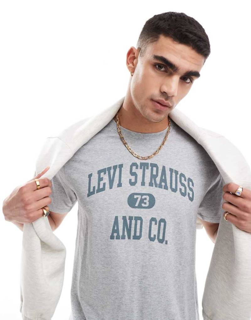 Levi's - Lässig geschnittenes T-Shirt in Grau meliert mit College-Logo von Levi's
