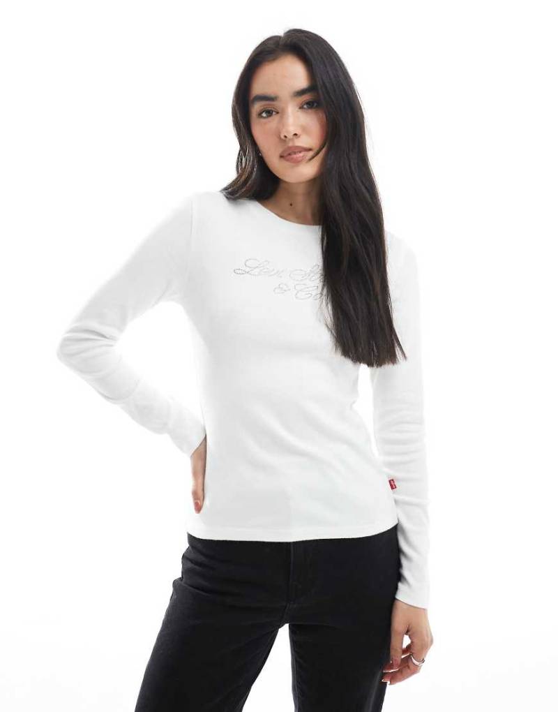 Levi's - Langärmliges Basic-T-Shirt in Weiß mit Glitzerlogo von Levi's