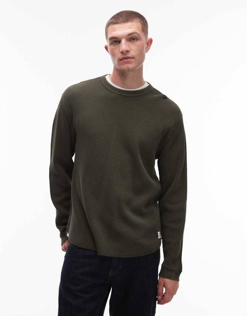 Levi's - Langärmliges Thermo-T-Shirt mit Waffelmuster in Dunkelgrün von Levi's