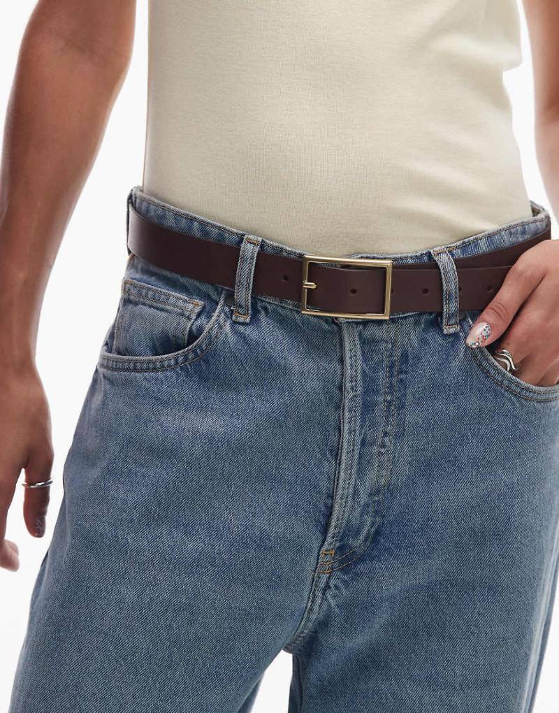 Levi's - Ledergürtel in Braun mit rechteckiger Schnalle von Levi's