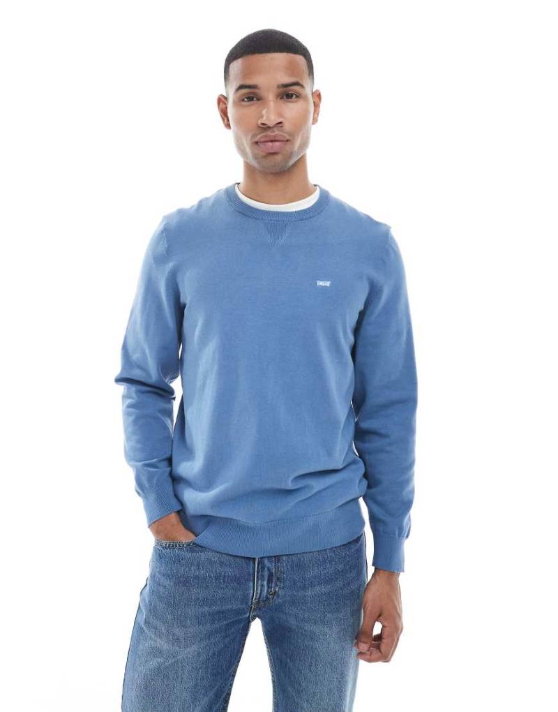 Levi's - Leichter Strickpullover in Hellblau mit Fledermaus-Logo von Levi's