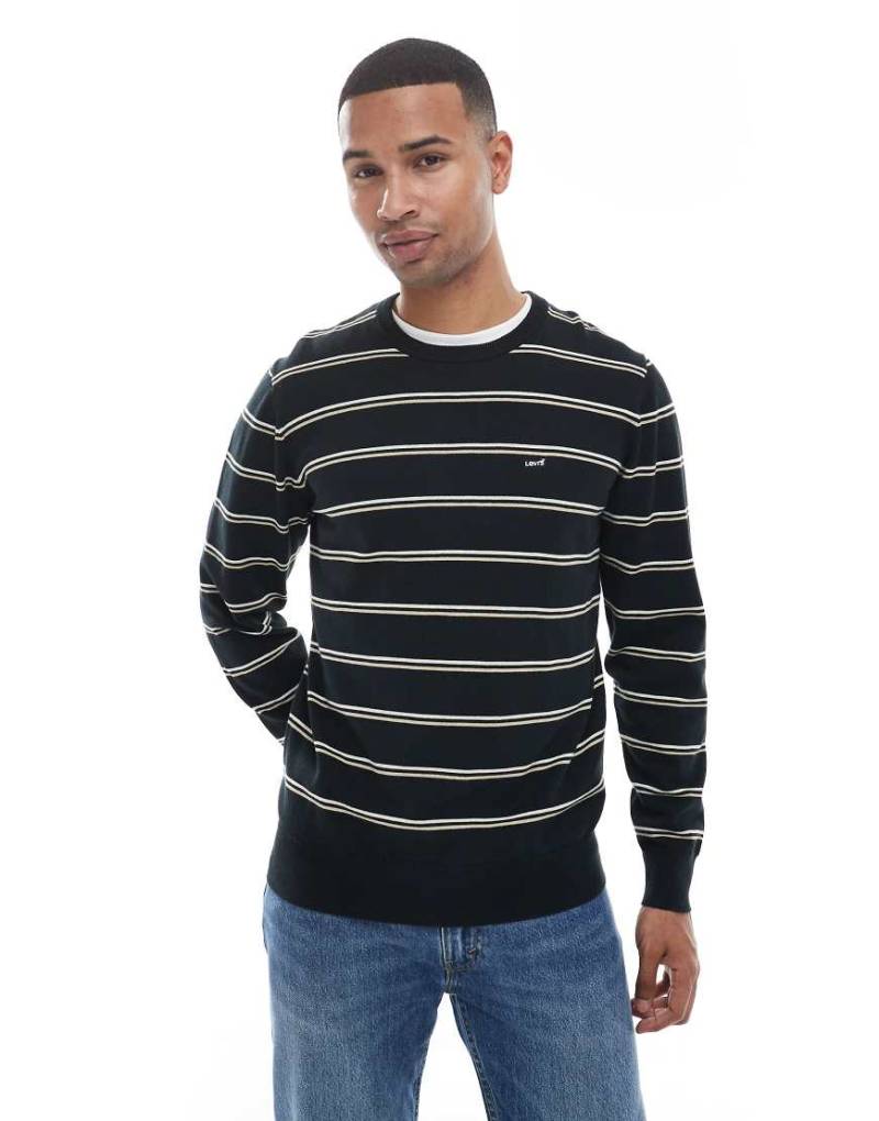 Levi's - Leichter Strickpullover in Schwarz gestreift mit Fledermaus-Logo von Levi's