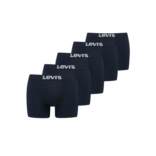 Levi's Levis Herren Boxershorts Solid Basic Boxer 5er Pack Herren Stretch Unterwäsche Retro Shorts Set Baumwolle SML XL XXL Schwarz Blau Grau, Navy 002, S von Levi's