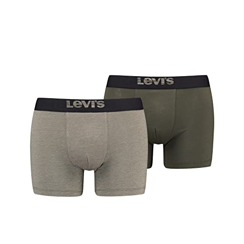 Levi's Herren Melange Wasitband Organic Cotton Boxer Briefs, Khaki, L (2 Pack) von Levi's