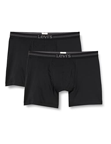 Levi's Herren Tencel Boxer Brief Retroshorts, Jet Black, L (2er Pack) von Levi's