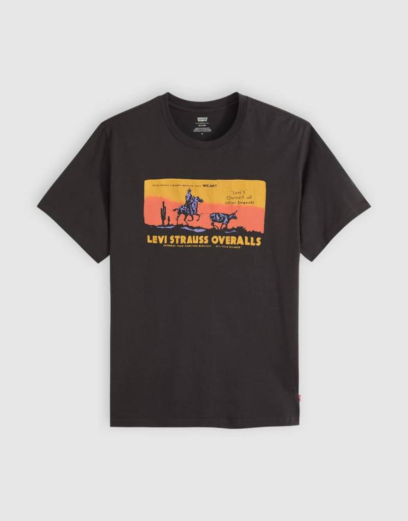 Levi's - Locker geschnittenes T-Shirt in Schwarz mit Cowboy-Horizont-Print auf dem Rücken von Levi's