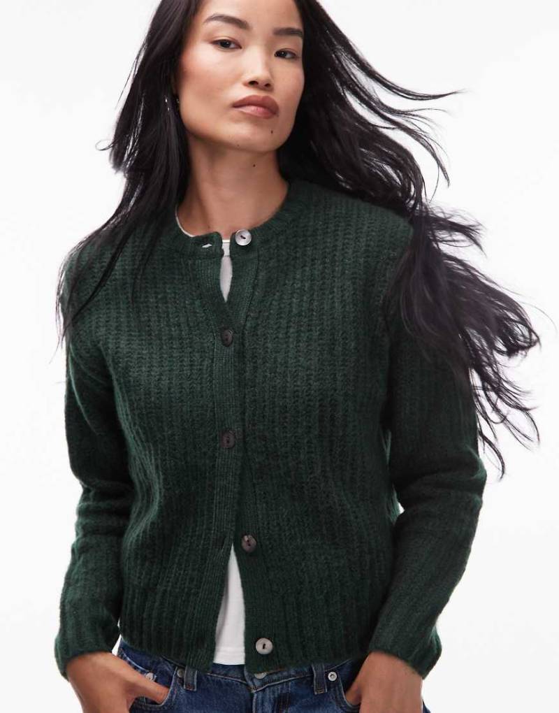 Levi's - Luna - Strickjacke in Grün mit Muschelimitat-Knöpfen von Levi's