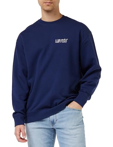 Levi's Men's Relaxd Crew Graphic Sweatshirt, Chrome Headline Naval Academy, L von Levi's