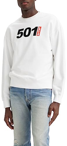 Levi's Men's Relaxd Graphic Sweater, 501 Logo Crew White+, L von Levi's