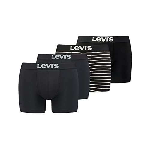 Levi's Herren Levi's Men's Solid And Vintage Stripe (4 Pack) Boxer Shorts, Schwarz / Weiß, M EU von Levi's