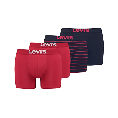 Levi's Herren Levi's Men's Solid and Vintage Stripe Boxers (4 pack) Boxer Shorts, rot / Schwarz, M von Levi's