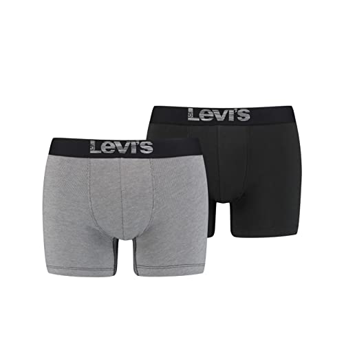 Levi's Herren Levi's Optical Illusion Organic Cotton Boxer Briefs 2 pack Boxer Briefs, grey / Schwarz, M von Levi's