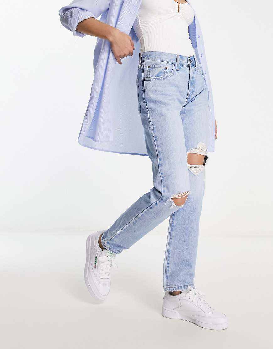 Levi's - Middy - Jeans in heller Waschung mit geradem Bein und Zierriss an den Knien-Blau Levi's - Middy - Jeans in heller Waschung mit geradem Bein und Zierriss an den Knien-Blau von Levi's