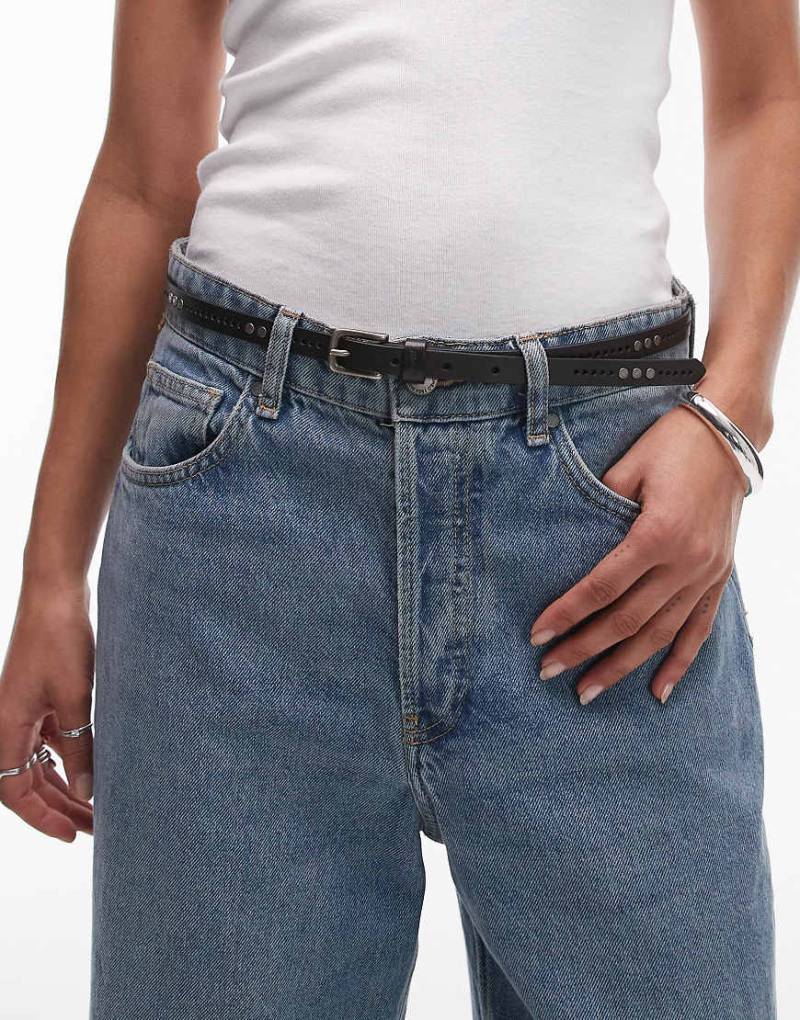 Levi's - Mit Nieten besetzter Ledergürtel in Schwarz von Levi's