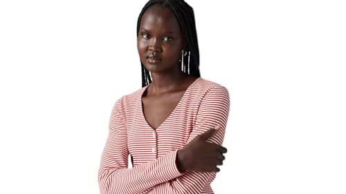 Levi's Damen Muse Langarmshirt Vanilla Stripe Scarlet Smile Cotton Red S von Levi's