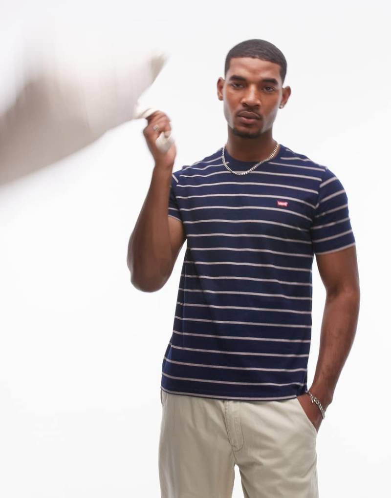 Levi's - Original - Gestreiftes T-Shirt in Marineblau mit Fledermaus-Logo von Levi's