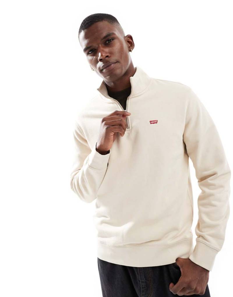 Levi's - Original - Sweatshirt in Beige mit halblangem Reißverschluss und Fledermaus-Logo-Neutral von Levi's