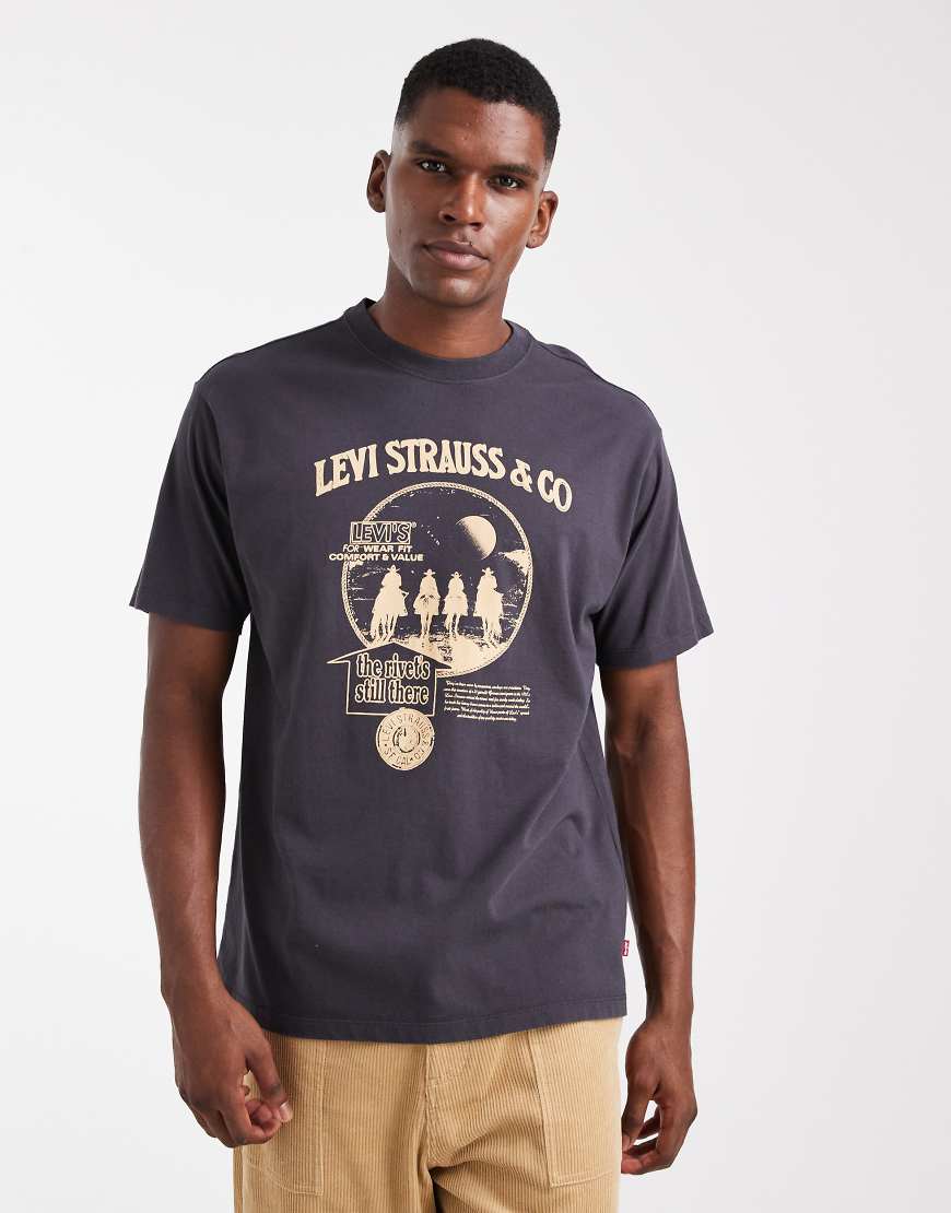 Levi's - Oversize-T-Shirt in Schwarz mit Vintage-Cowboy-Logoprint von Levi's