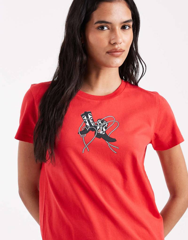 Levi's - Perfect - T-Shirt in Rot mit Western-Grafikmotiv von Levi's