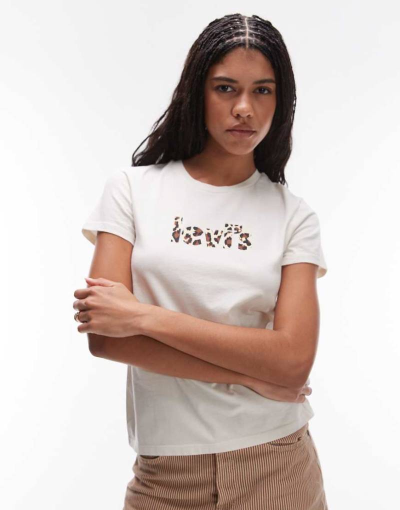 Levi's - Perfect - T-Shirt in Wollweiß mit Leoparden-Logo von Levi's