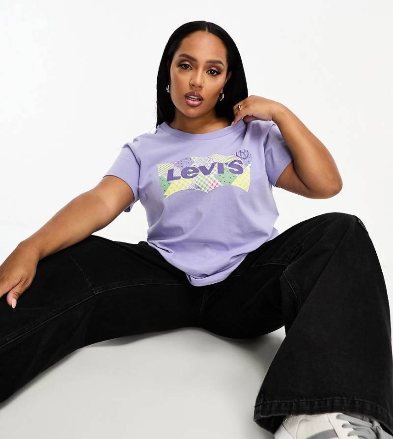 Levi's Plus - Perfect - T-Shirt in Lila mit Fledermaus-Logoprint von Levi's