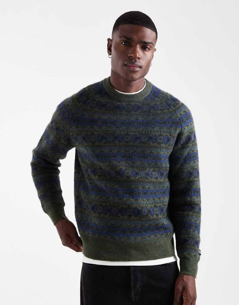 Levi's - Presidio - Norweger-Strickpullover in Dunkelgrün mit Raglanärmeln von Levi's