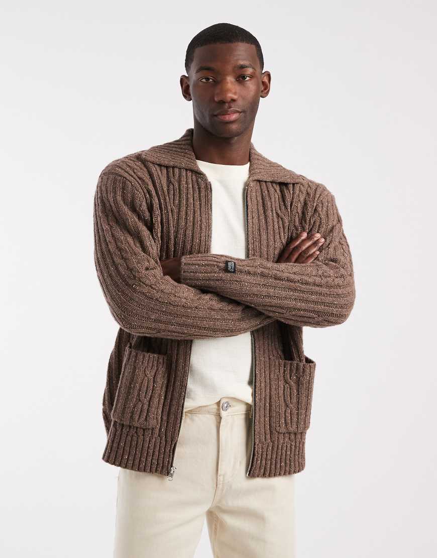 Levi's - Pullover aus Grobstrick in Braun mit hohem Wollanteil und durchgehendem Reißverschluss-Brown von Levi's