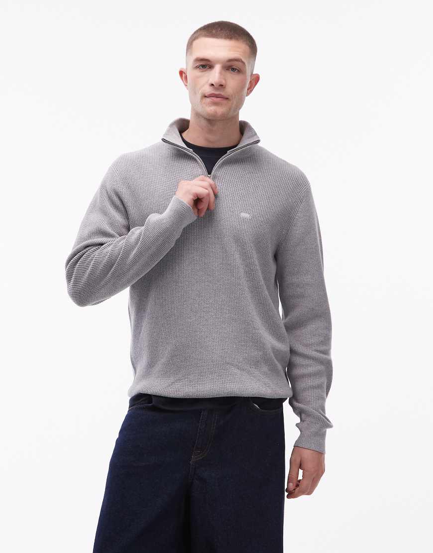 Levi's - Pullover in Hellgrau mit kurzem Reißverschluss