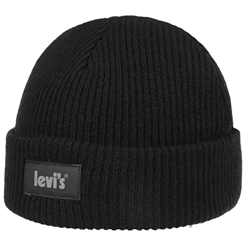 Levi´s Reflective Poster Logo Beanie Strickmütze Umschlagmütze (One Size - schwarz) von Levi's