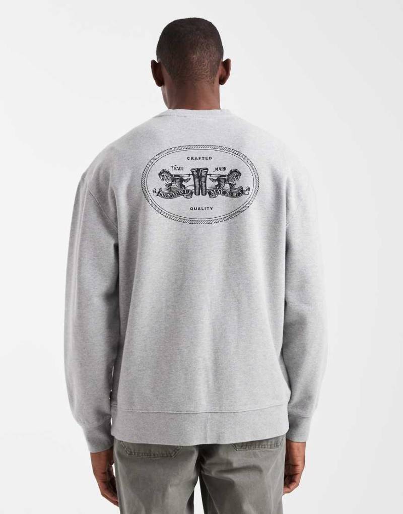 Levi's - Relaxed-Fit-Sweatshirt in meliertem Grau mit 2-Pferden-Logoprint auf der Rückseite von Levi's