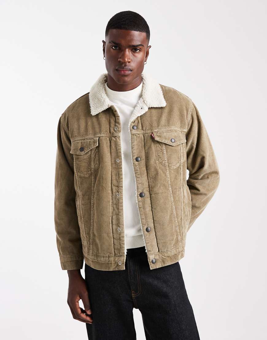 Levi's - Relaxed-Fit-Truckerjacke aus Cord in Beige mit Sherpa-Futter-Neutral von Levi's