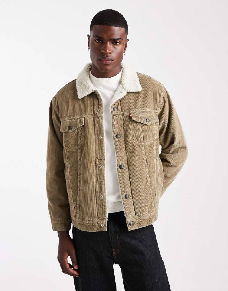 Levi's - Relaxed-Fit-Truckerjacke aus Cord in Beige mit Sherpa-Futter-Neutral von Levi's