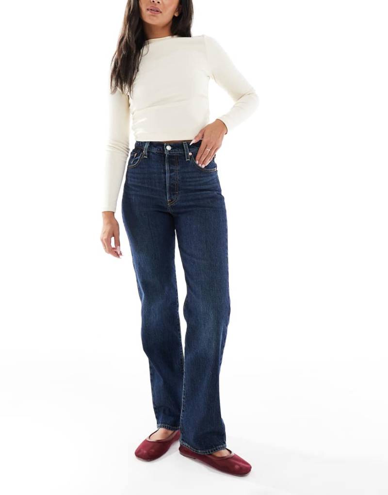 Levi's - Ribcage - Gerade geschnittene Jeans in dunkler Waschung mit langem Schnitt-Marineblau von Levi's