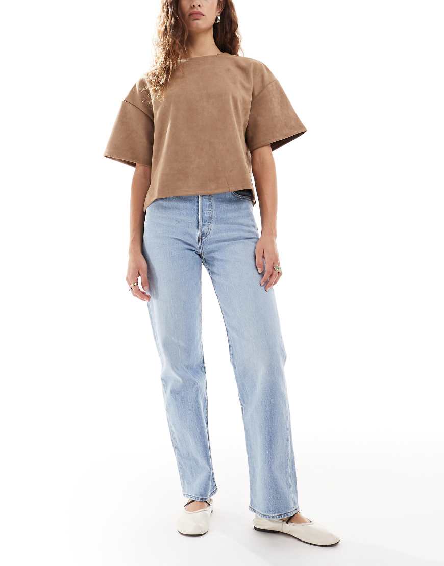 Levi's - Ribcage - Gerade geschnittene Jeans in heller Waschung mit langem Schnitt-Blau von Levi's