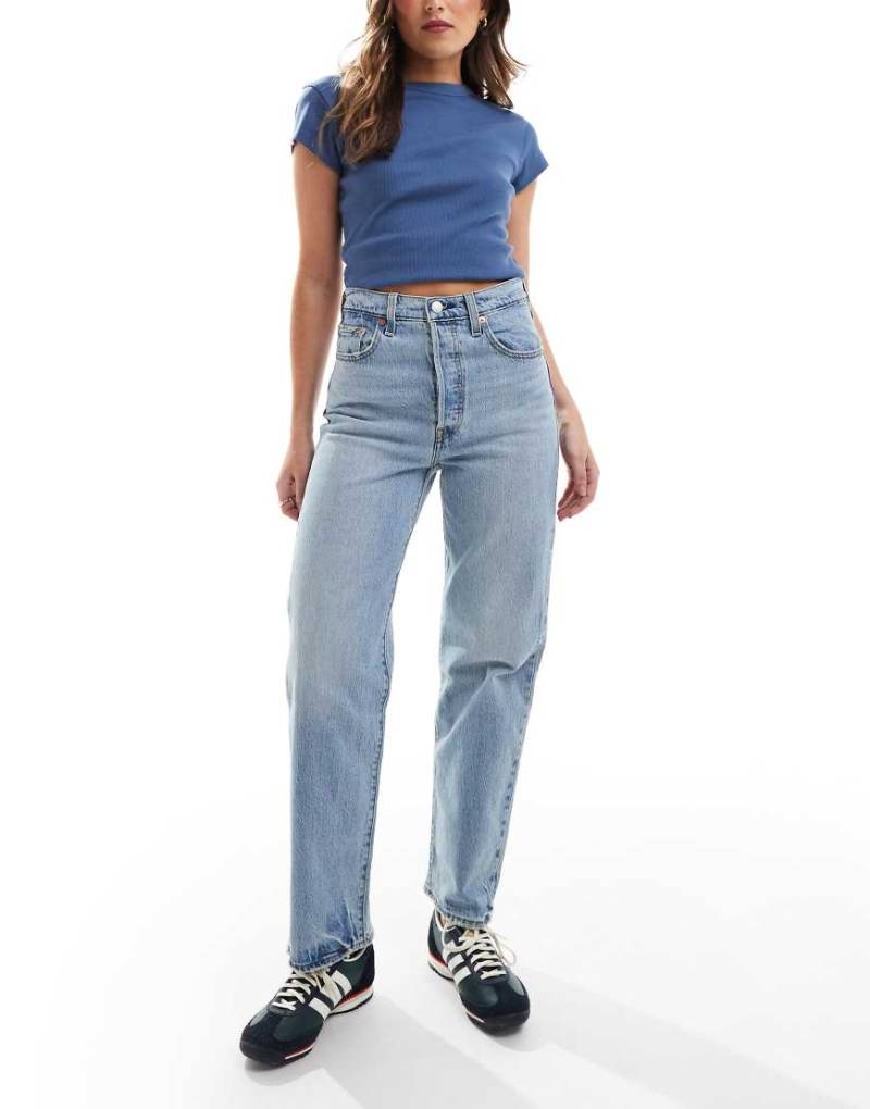 Levi's - Ribcage - Knöchellange, gerade Jeans mit Bleach-Waschung-Blau von Levi's