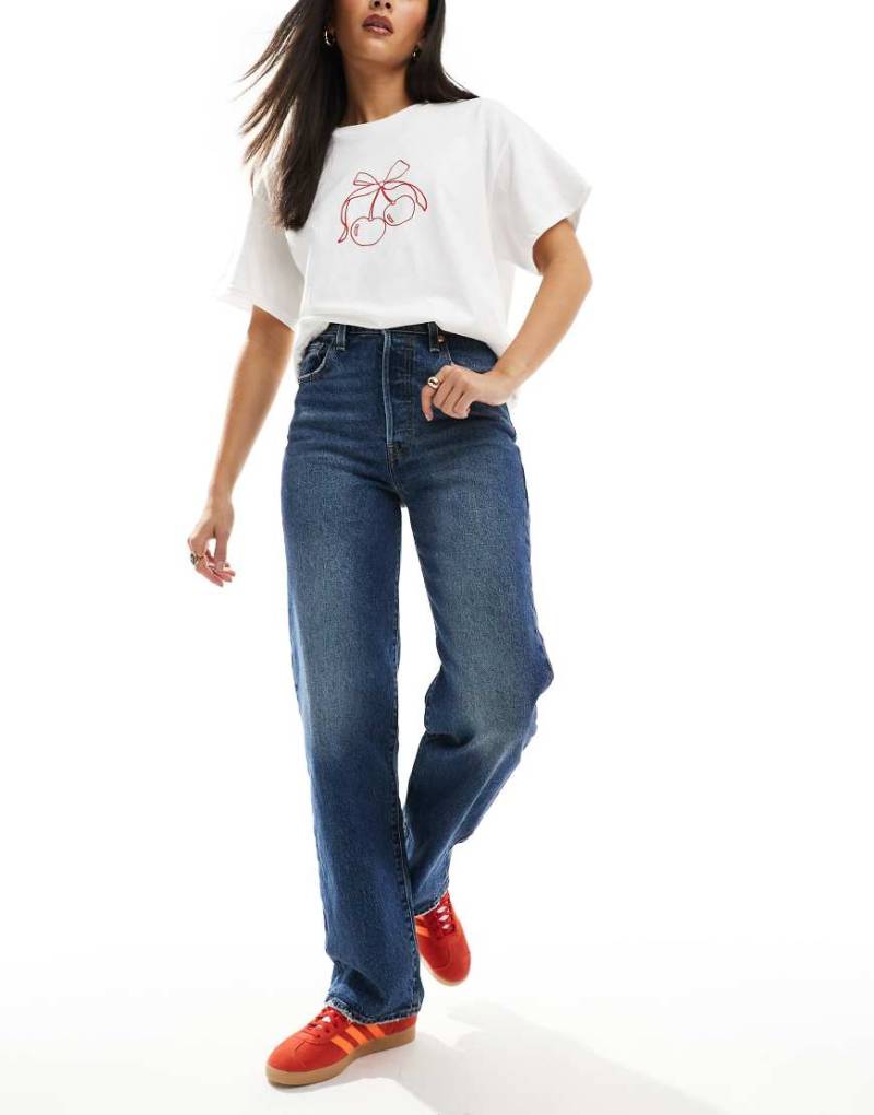 Levi's - Ribcage - Knöchellange Jeans in Dunkelblau mit hohem Bund und geradem Schnitt-Marineblau von Levi's