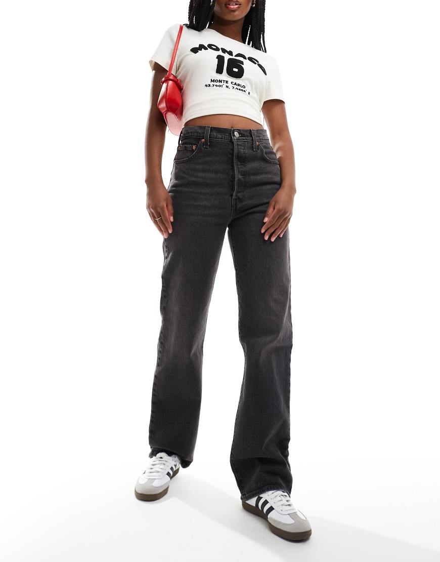 Levi's - Ribcage - Lang geschnittene Straight Jeans in verwaschenem Schwarz von Levi's