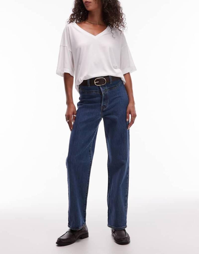 Levi's - Ribcage - Western-Jeans in Mittelblau mit geradem Bein von Levi's