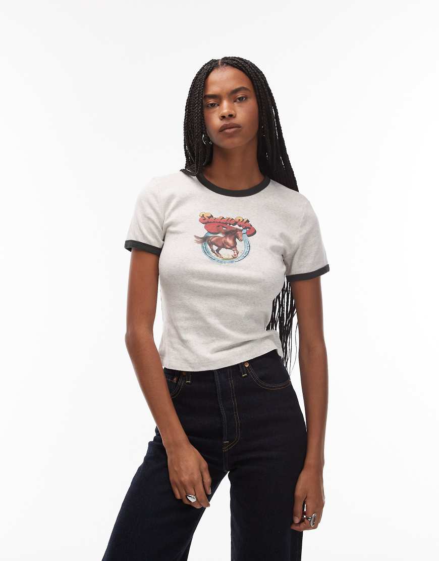 Levi's - Rickie - Ringer-T-Shirt in Hellgrau mit Print von Levi's
