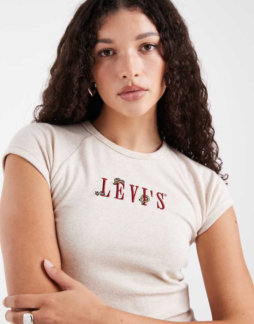 Levi's - Riley - Raglan-T-Shirt in Hellbeige mit Western-Logo-Neutral von Levi's